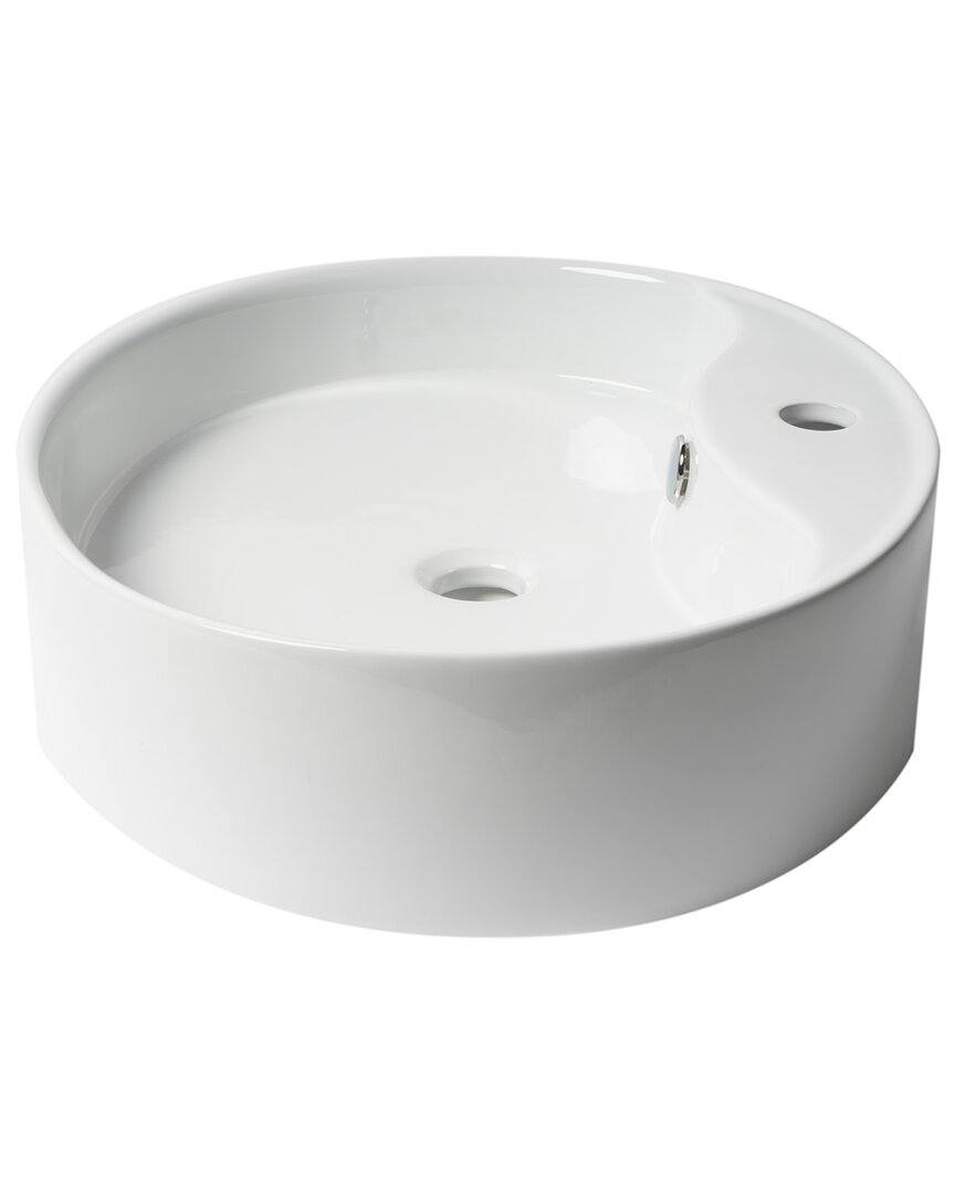 Alfi White 22in Oval Above Mount Ceramic Sink With Faucet Hole