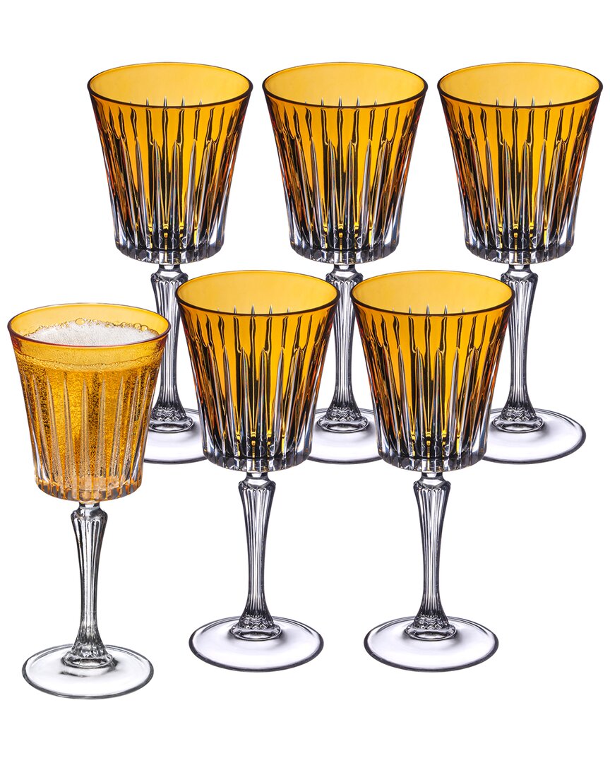 Barski Set Of 6 White Wine Glasses In Brown