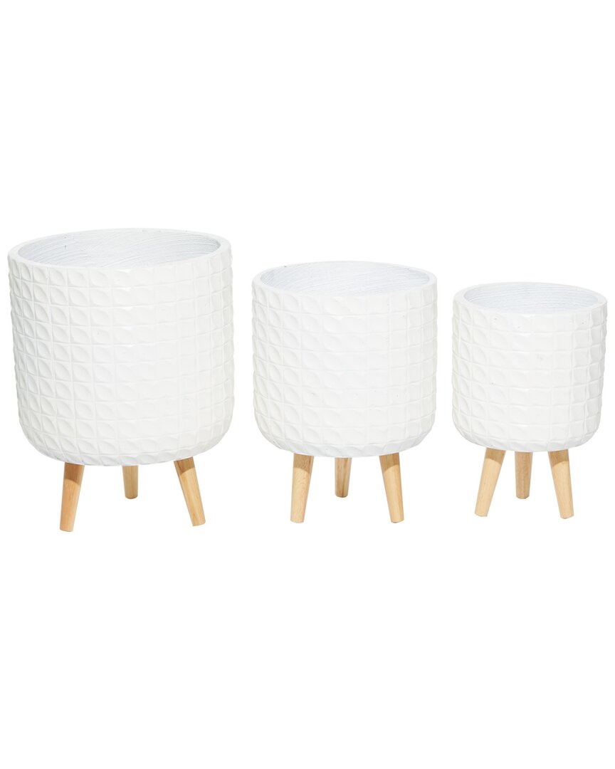 Cosmoliving By Cosmopolitan Set Of 3 Wood Planters In White
