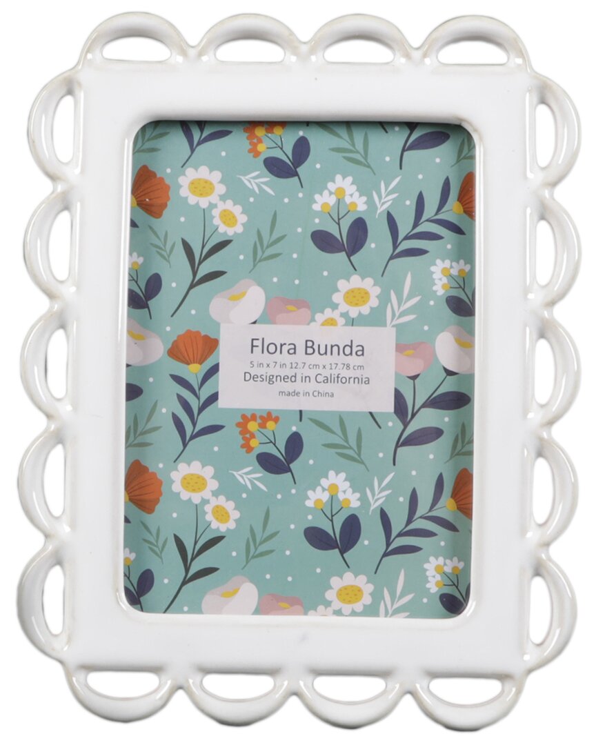 Flora Bunda 5x7 Ceramic Photo Frame In White