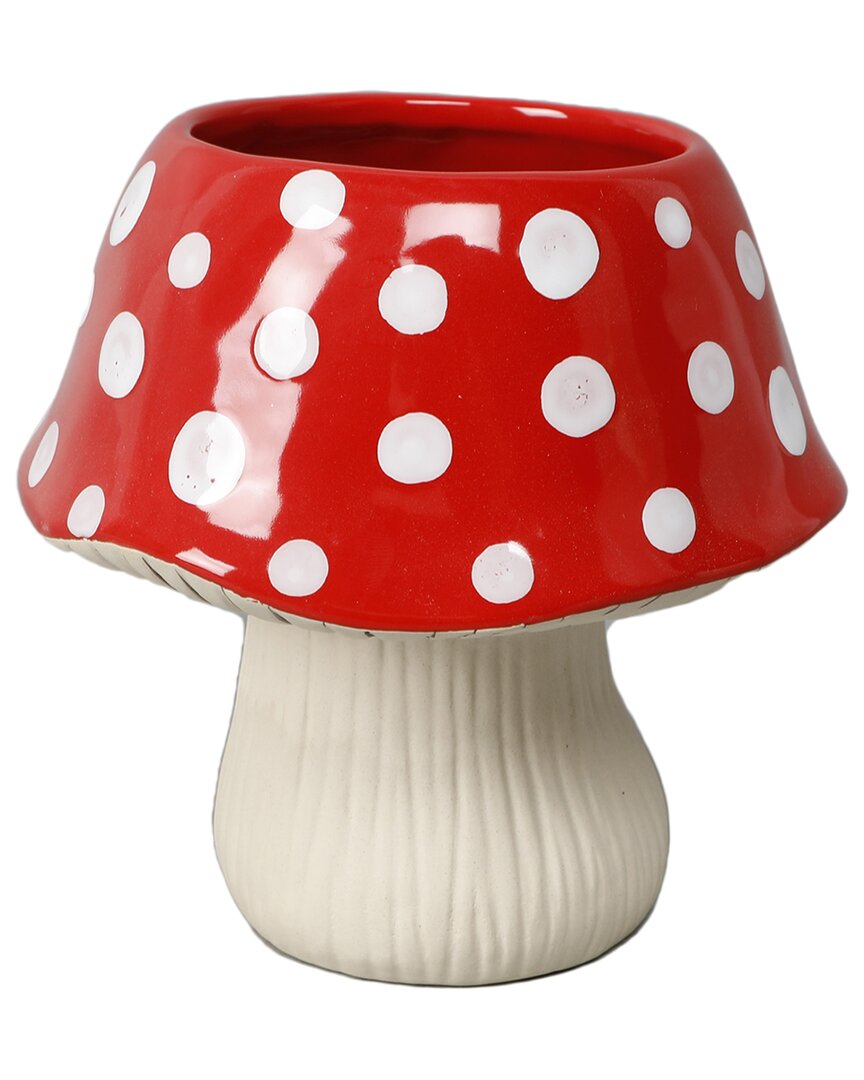 Flora Bunda 7in Ceramic Mushroom Pot In Red