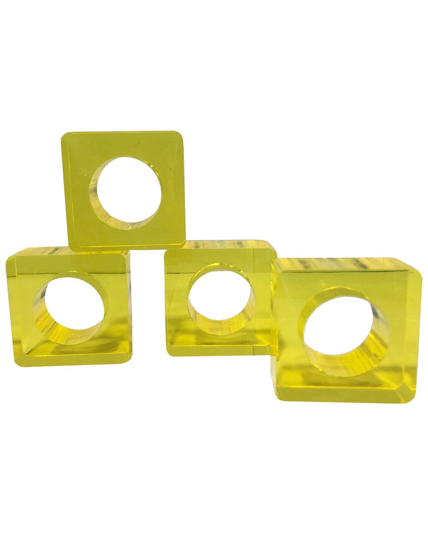 R16 (set Of 4)yellw Square Napkin Ring In Yellow