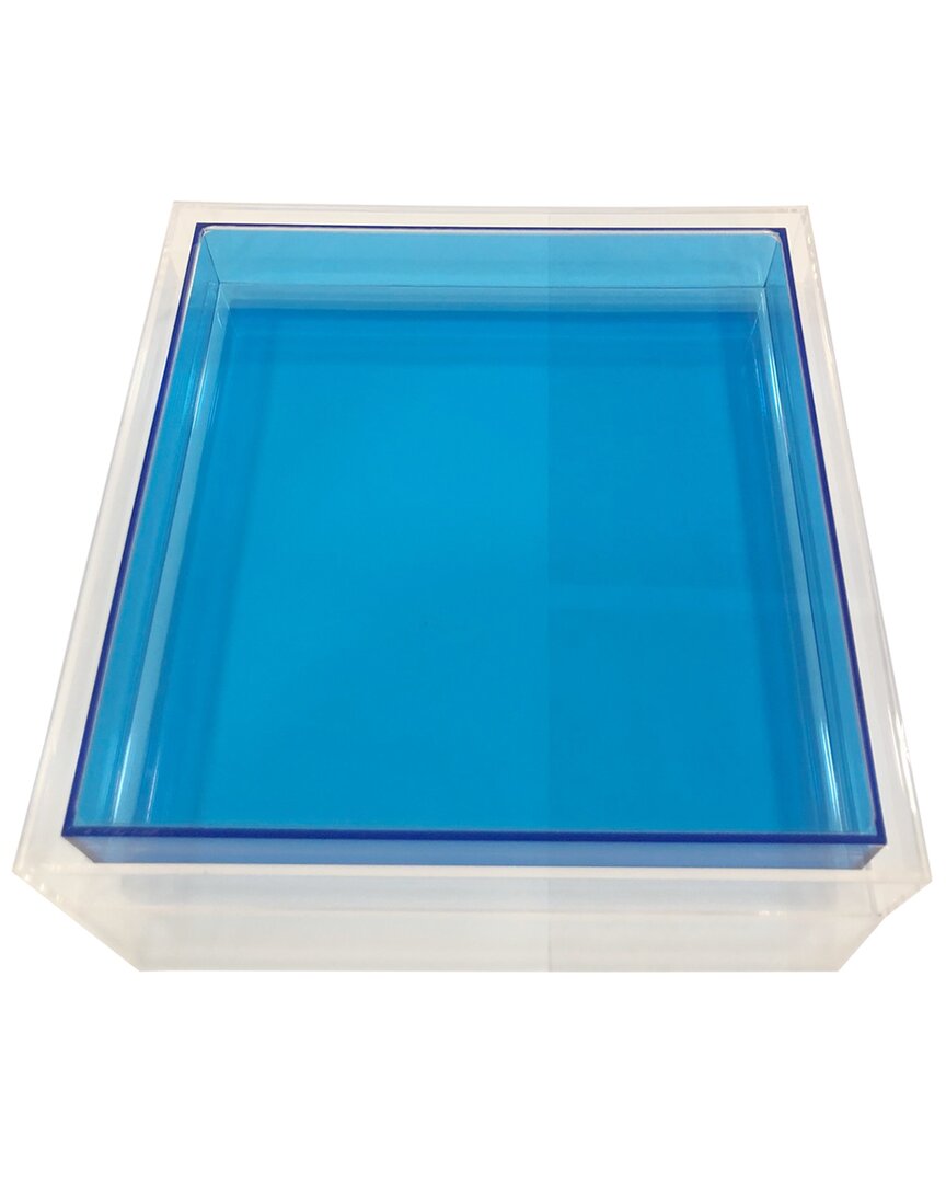 R16 _neon Blue Encased Lucite Tray In Clear