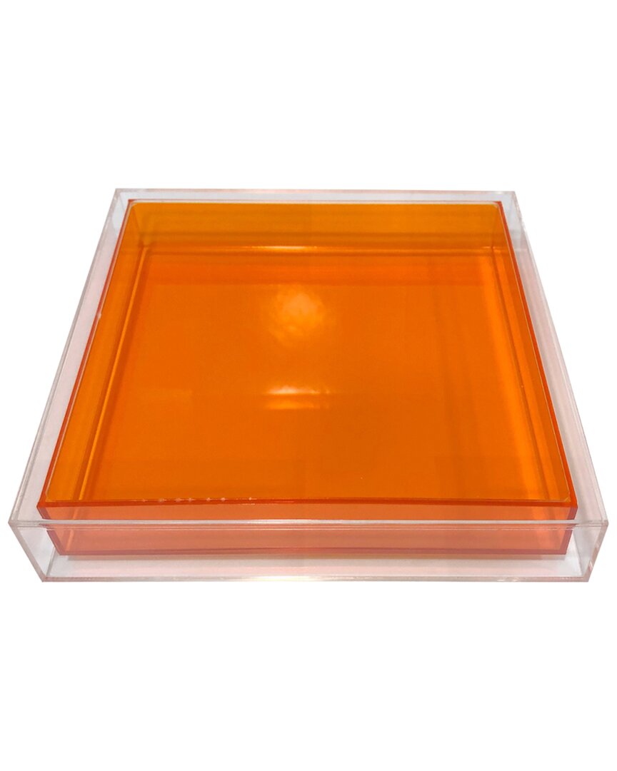 R16 _orange Encased Lucite Tray In Clear