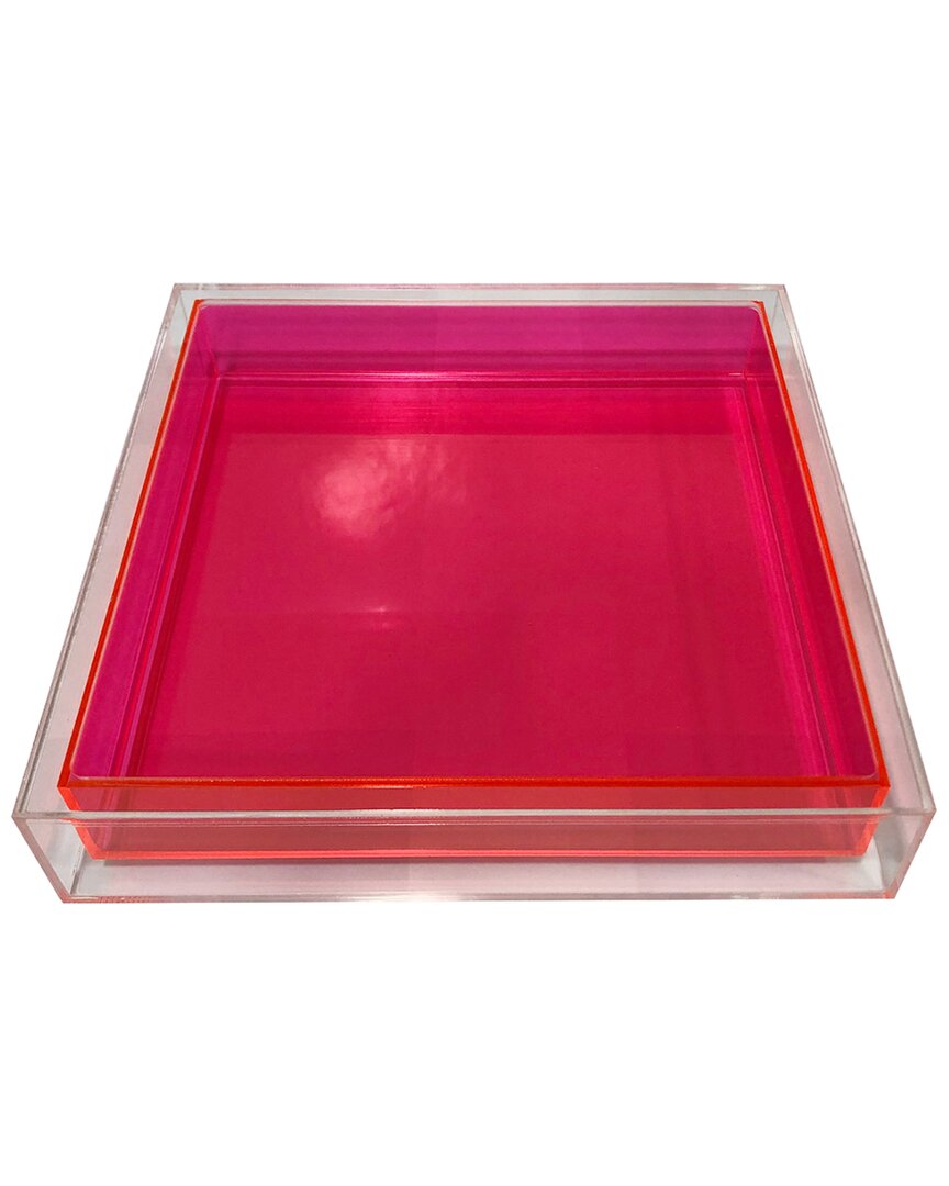 R16 _hot Pink Encased Lucite Tray In Clear