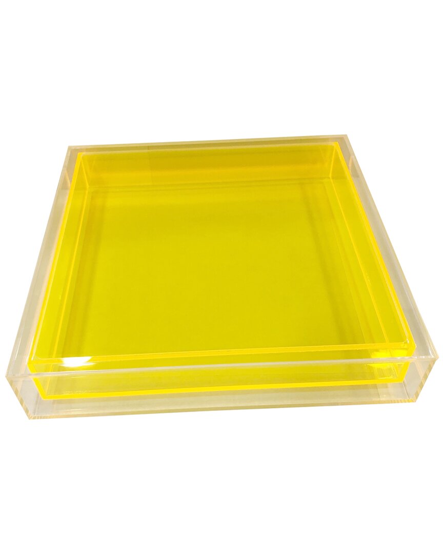 R16 _yellow Encased Lucite Tray In Clear