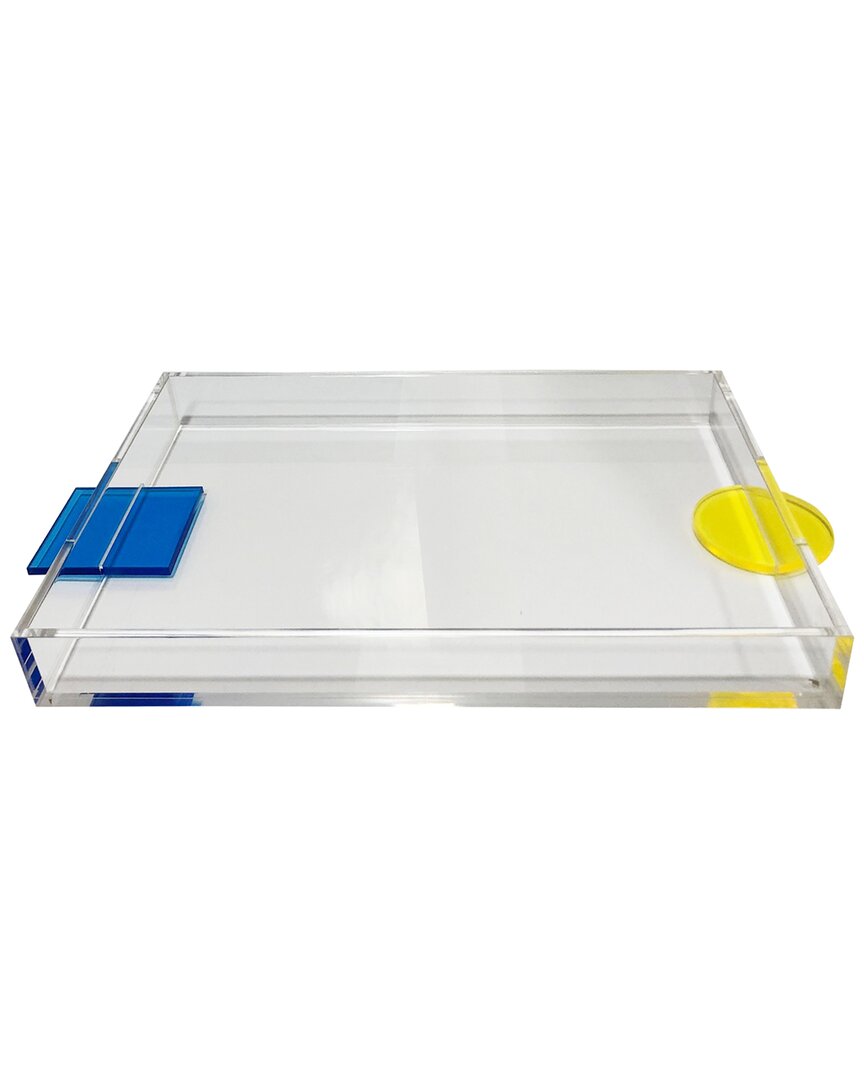 R16 Blue/yellow Handle Trays In Clear