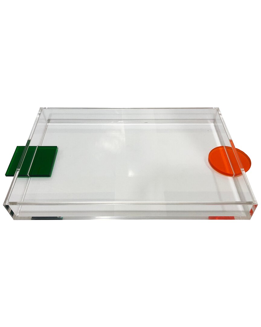 R16 Orange/green Handle Trays In Clear