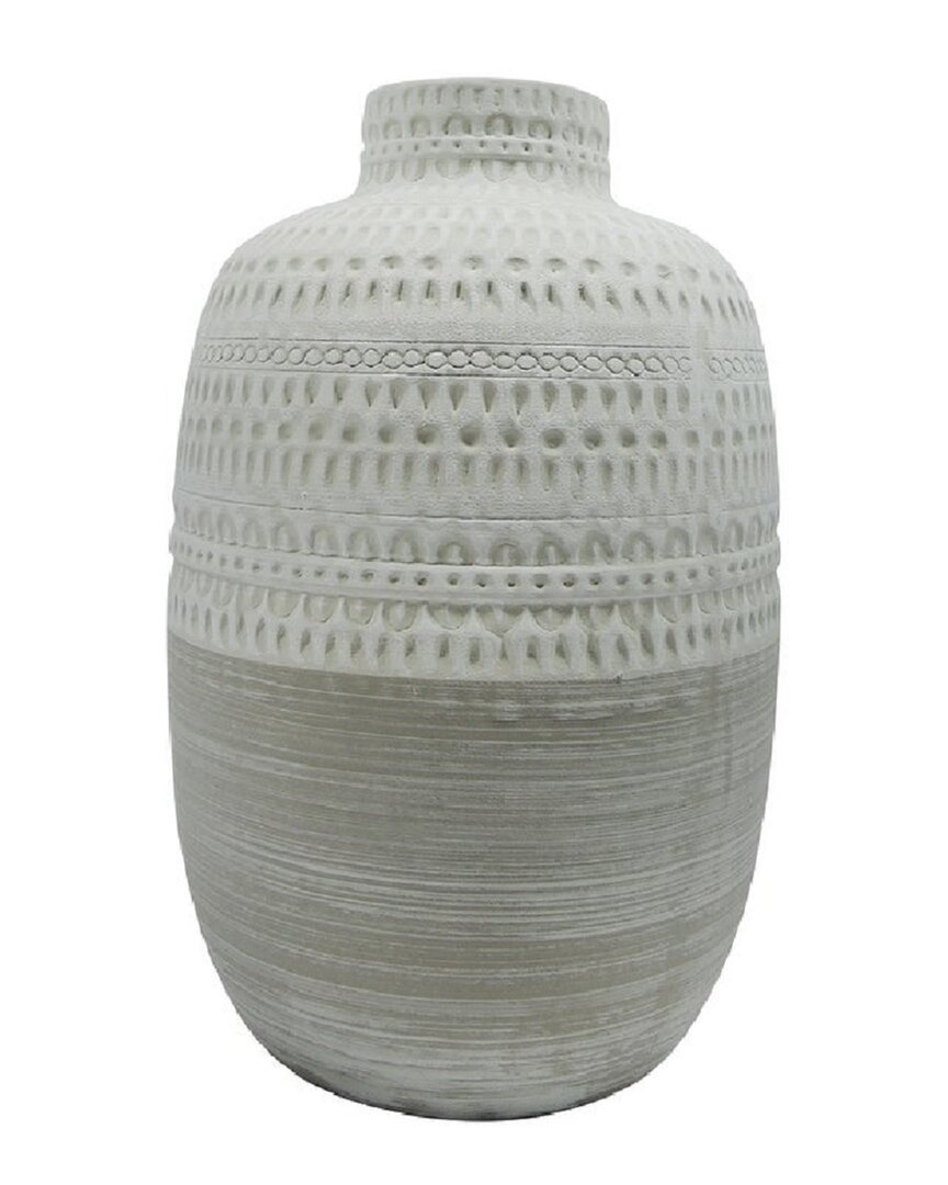 R16 Beige Tribal Vase In Ivory