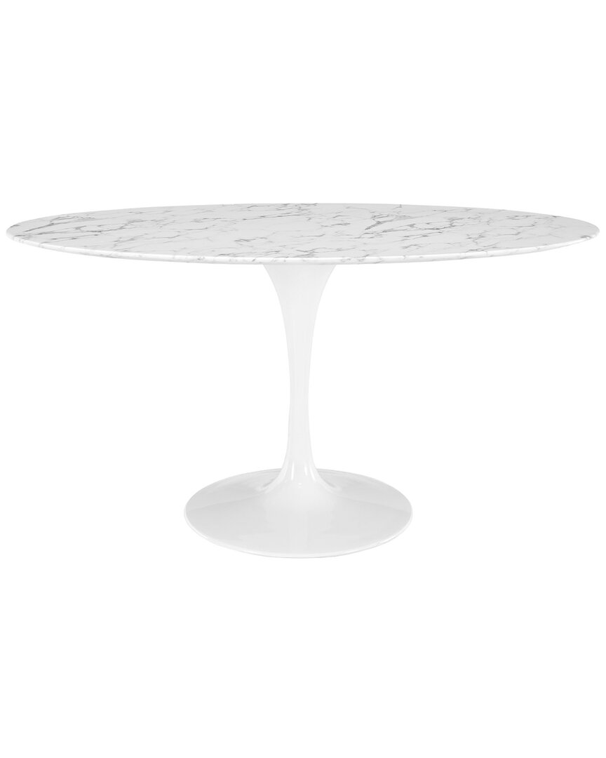 Shop Modway Lippa 60in Oval Artificial Marble Dining Table In White