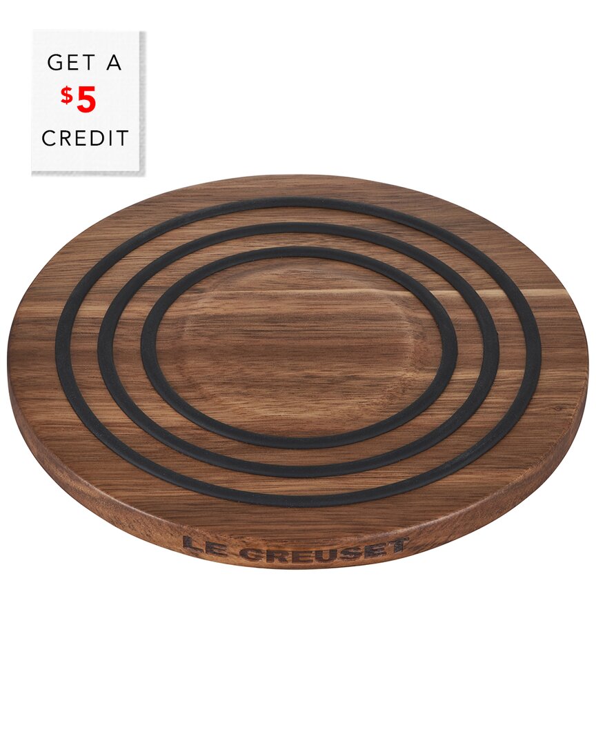 Le Creuset Magnetic Wooden Acacia Trivet With Silicone Rings With $5 Credit