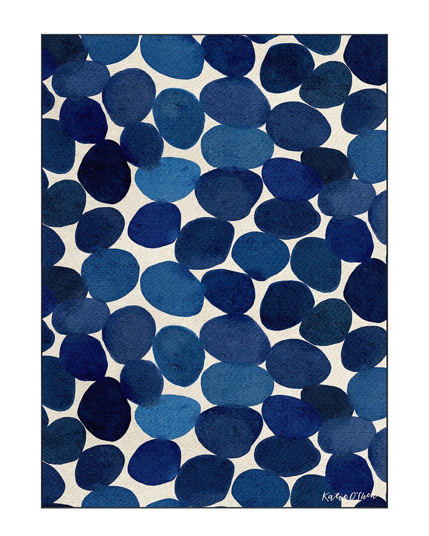 Empire Art Direct Smooth Stones I Washable Circles Art Area Rug In Blue