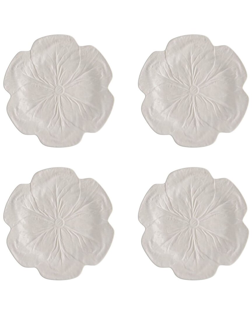 Bordallo Pinhiero Cabbage Beige Dinner Plates (set Of 4) In Green