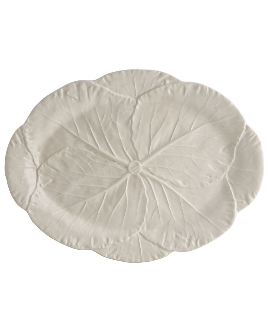 Bordallo Pinhiero Cabbage Beige Oval Platter In Neutral