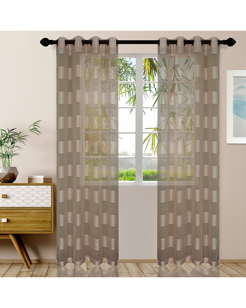 Superior Dalisto Rope Textured Sheer Curtain Set Of 2 With Grommet Top Header In Neutral