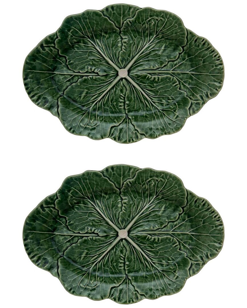 Shop Bordallo Pinhiero Cabbage Green Oval Platters (set Of 2)
