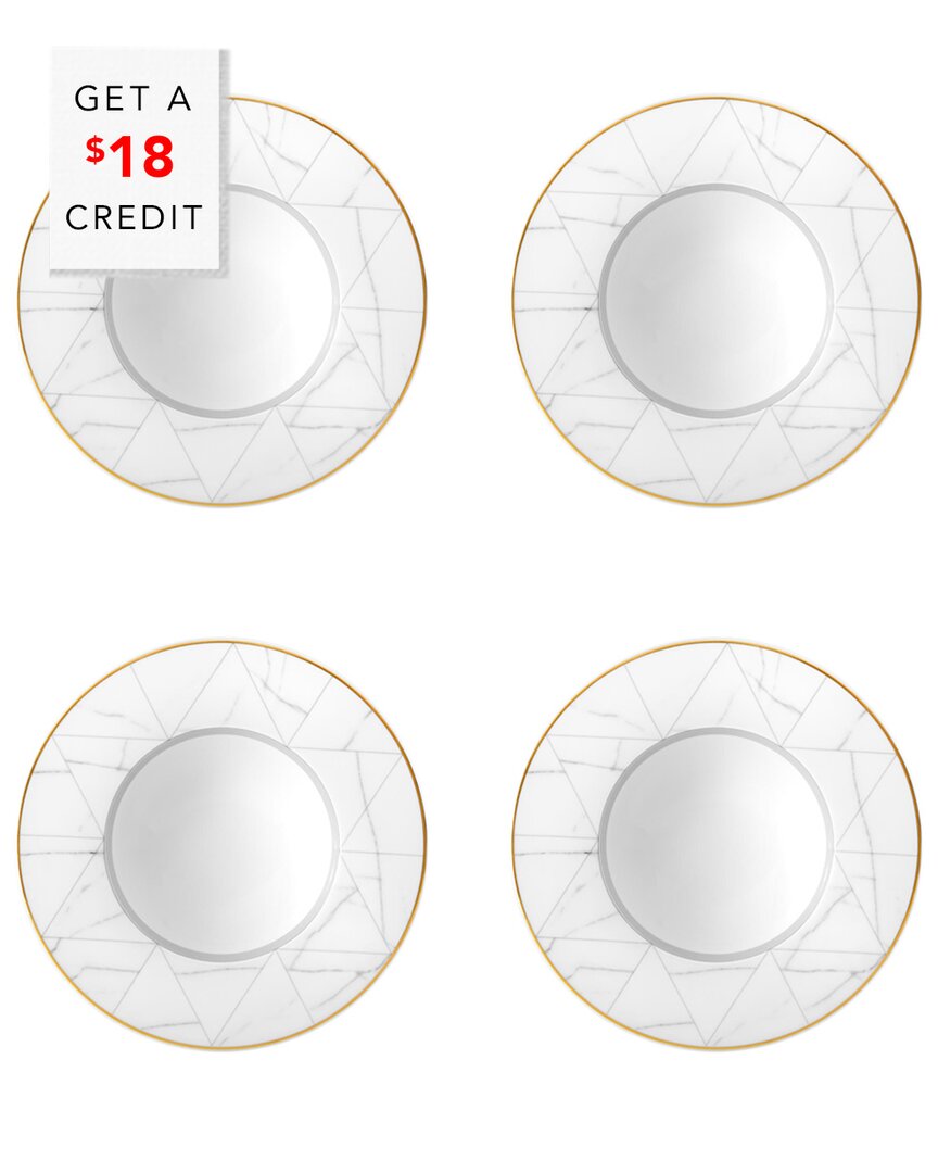 Vista Alegre Set Of Four Carrara Soup Bowls In Black