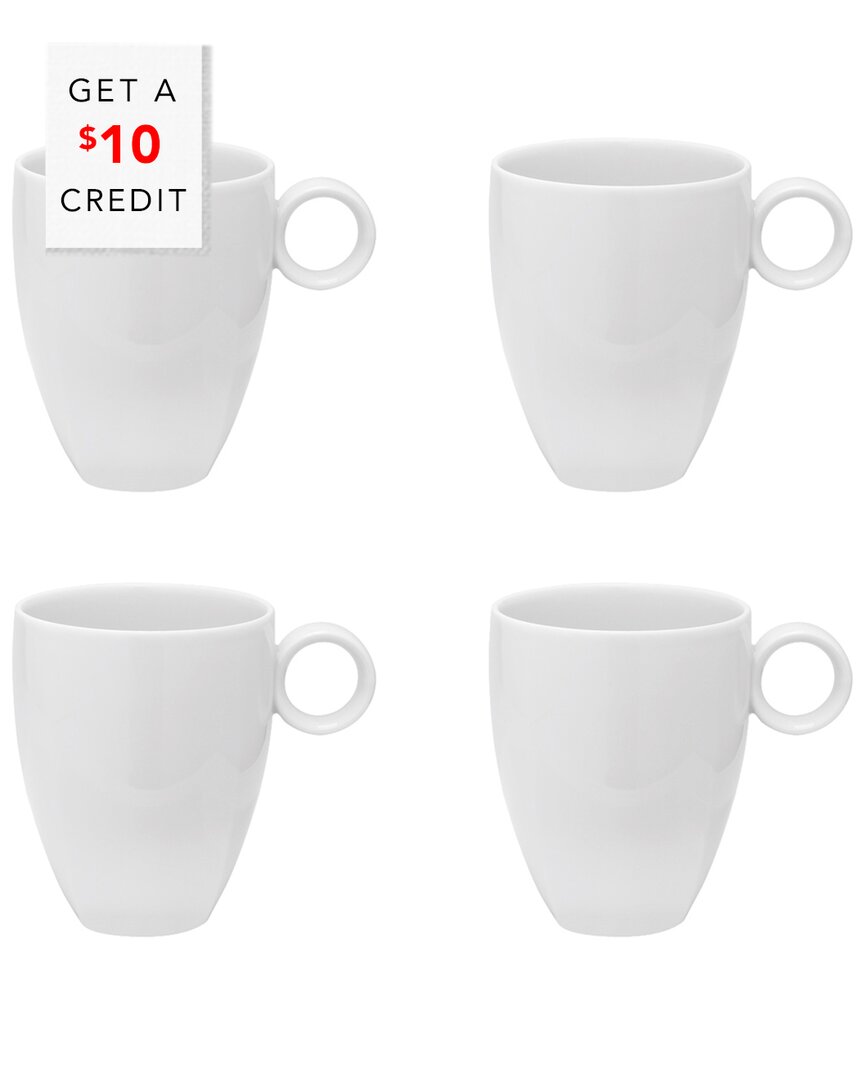Vista Alegre Carrz White Mugs (set Of 4) With $10 Credit In White