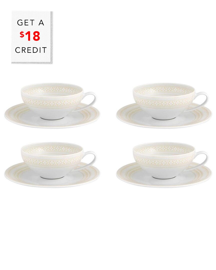 Vista Alegre Ivory Tea Cup And Saucers (set Of 4) With $18 Credit