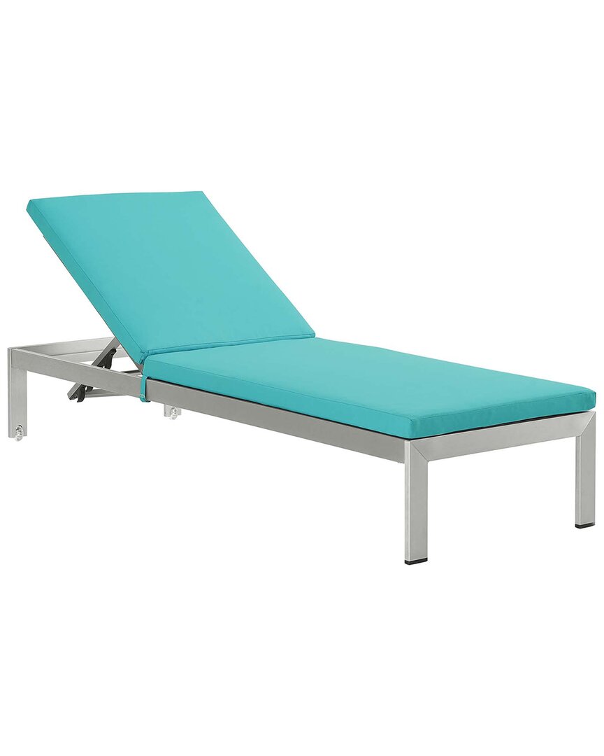 Modway Shore Outdoor Patio Aluminum Chaise With Cushions In Silver