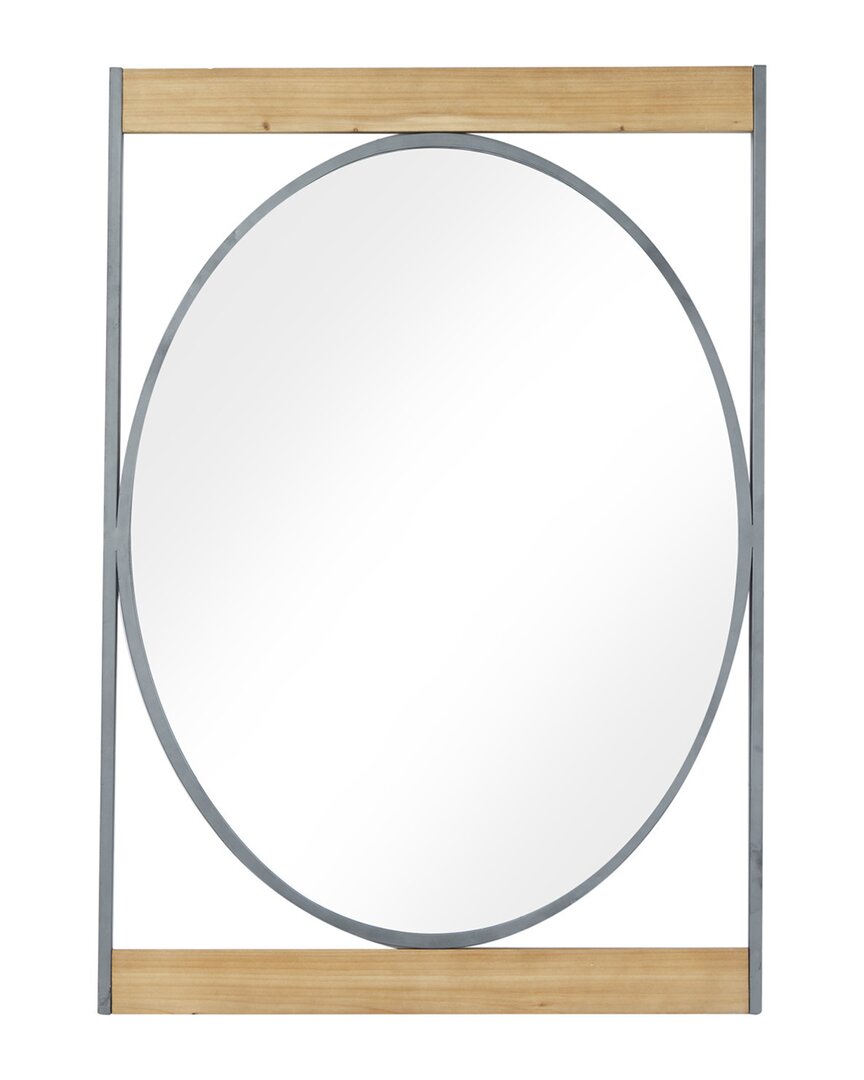 The Novogratz Brown Metal Wall Mirror With Oval Center