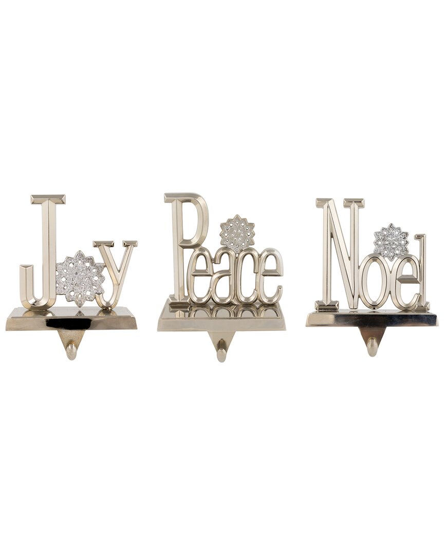 Northlight Peace, Joy & Noel Metal Christmas Stocking Holders In Silver
