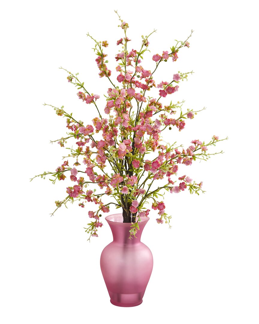 NEARLY NATURAL NEARLY NATURAL CHERRY BLOSSOM ARTIFICIAL ARRANGEMENT IN ROSE VASE 