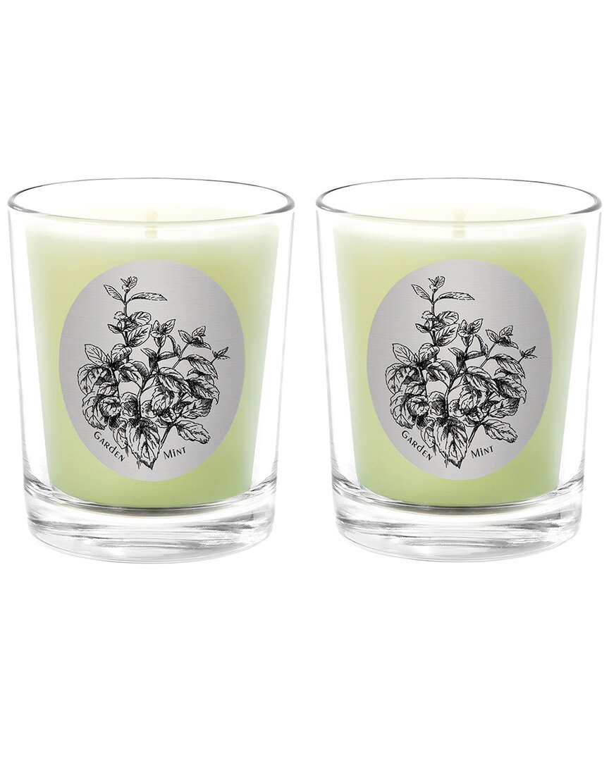 Qualitas Garden Mint Two Scented Beeswax Candle Set In White