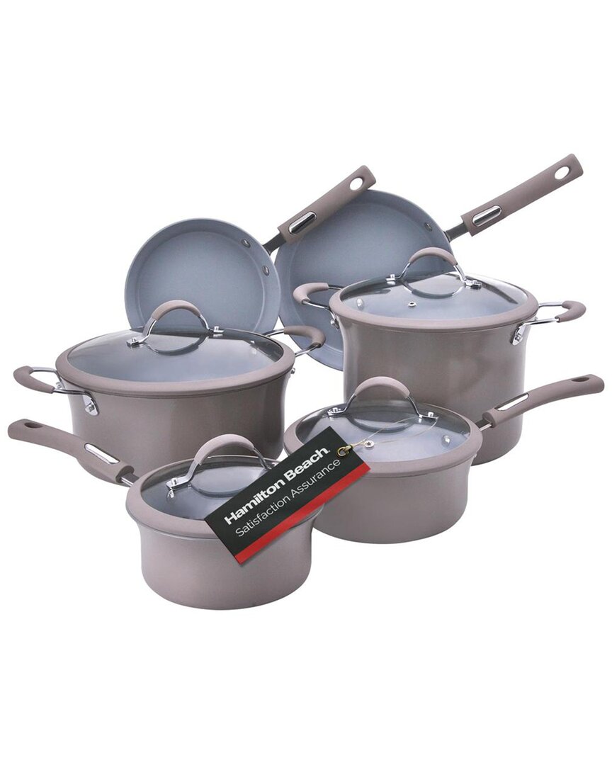 Hamilton Beach Set Of 10pc Alum Cookware Grey Cera In Gray