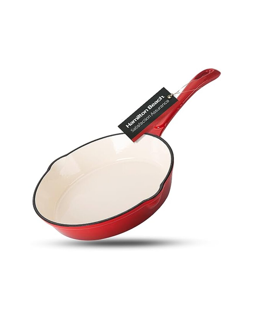 Hamilton Beach Cast Iron Fry Pan 10in In Red