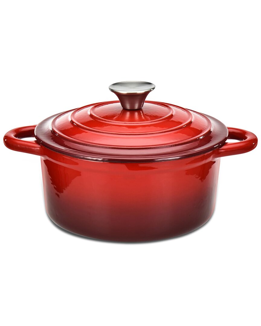 Hamilton Beach Cast Iron Dutch Oven Cream Enamel C In Red