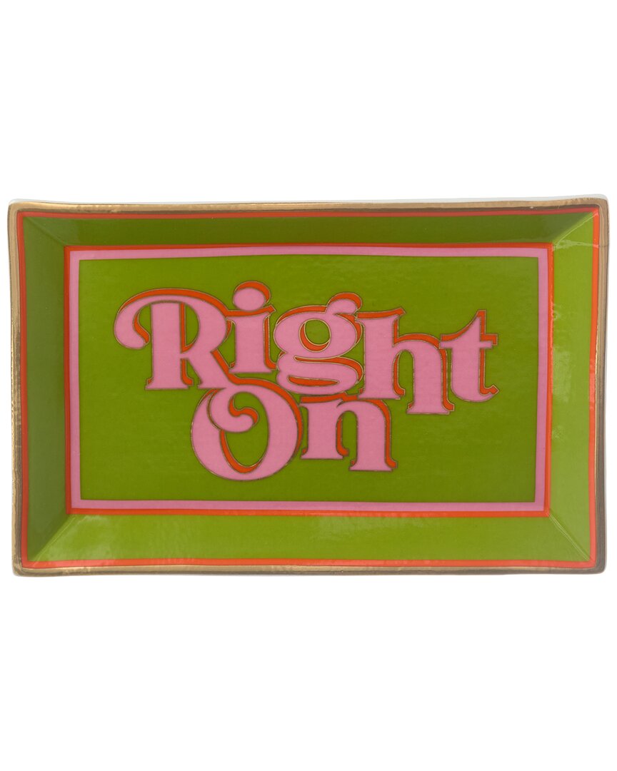 Jonathan Adler Deep Thoughts Right On Rectangle Tray In Green