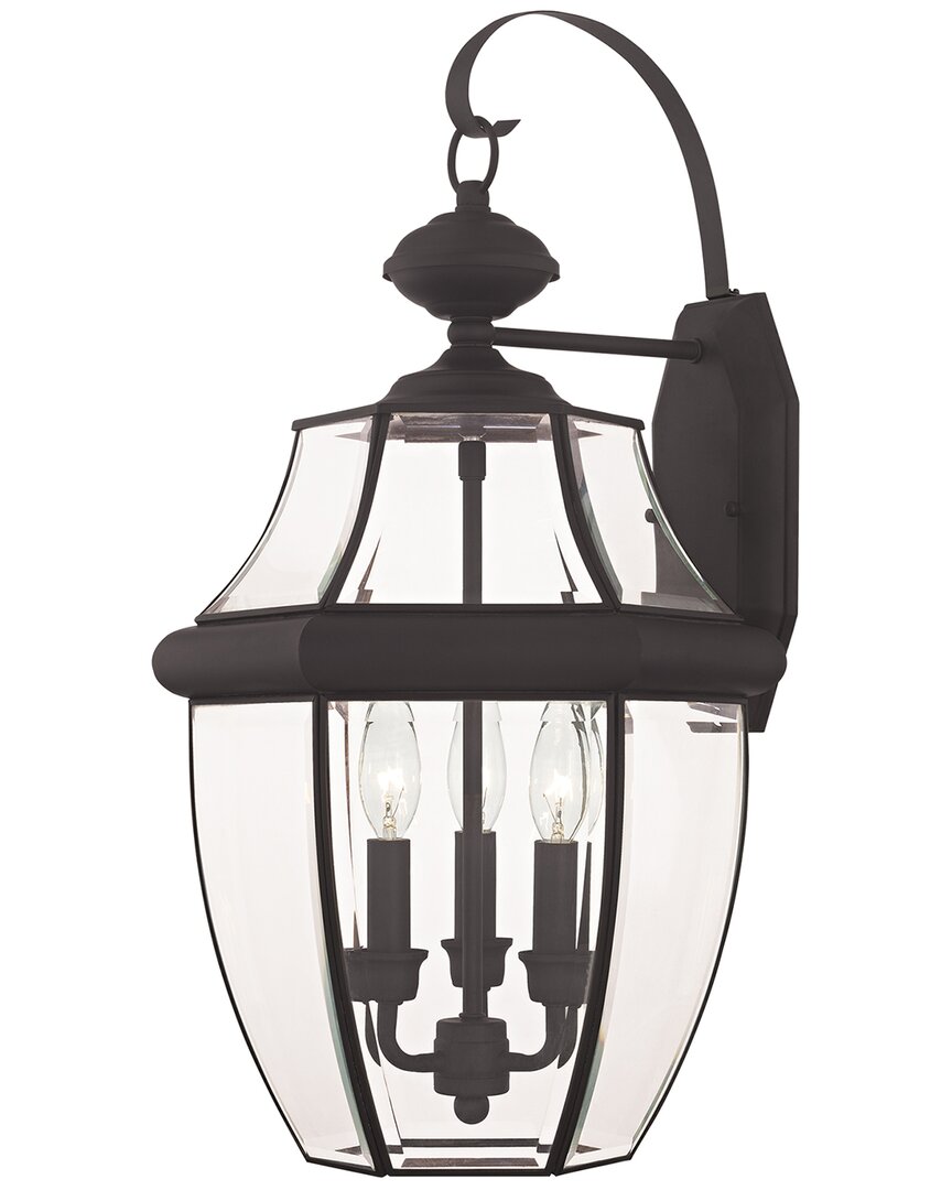 Livex Lighting Monterey 3-light Bronze Outdoor Wall Lantern In Gold