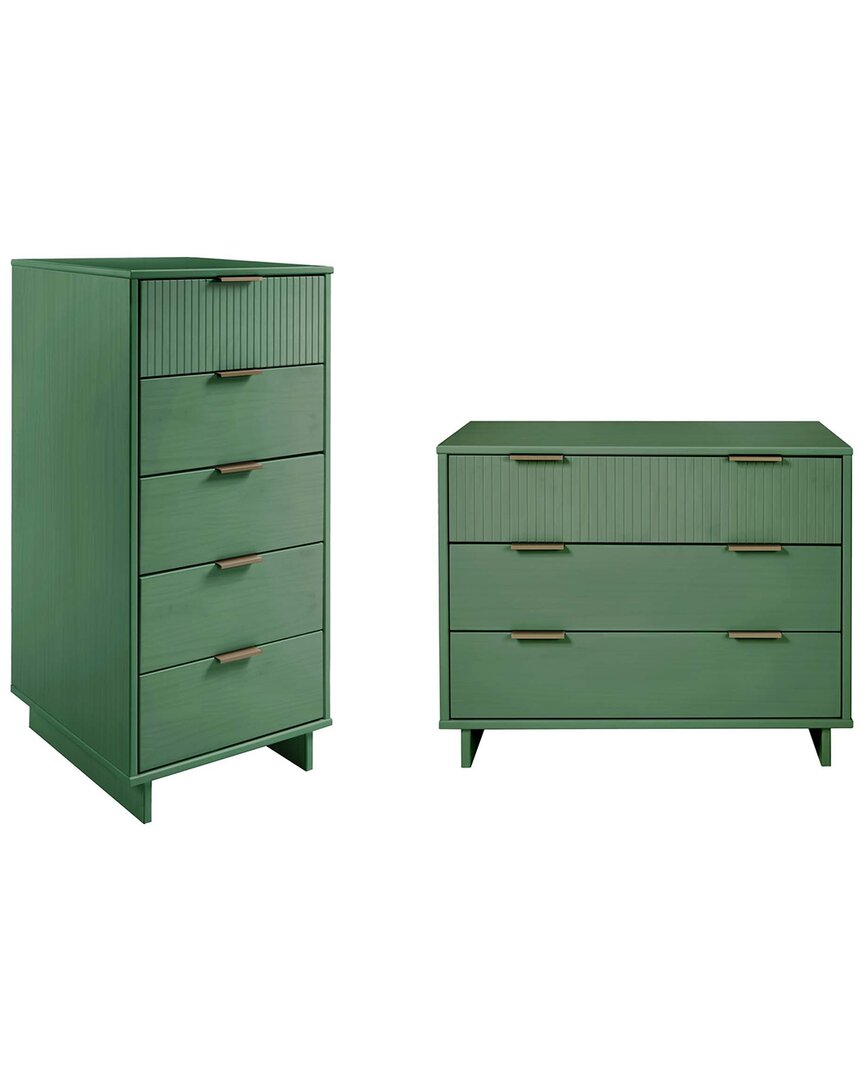 Manhattan Comfort 2-piece Granville Modern Solid W In Green