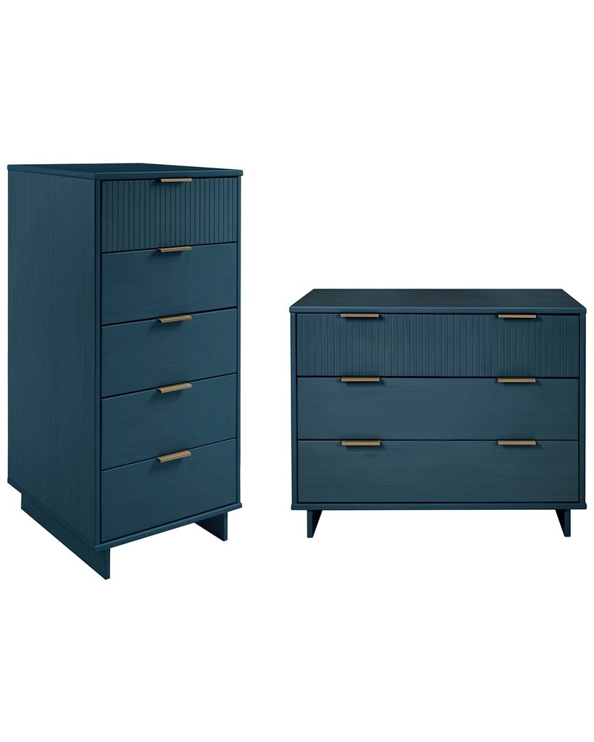 Manhattan Comfort 2-piece Granville Modern Solid W In Blue