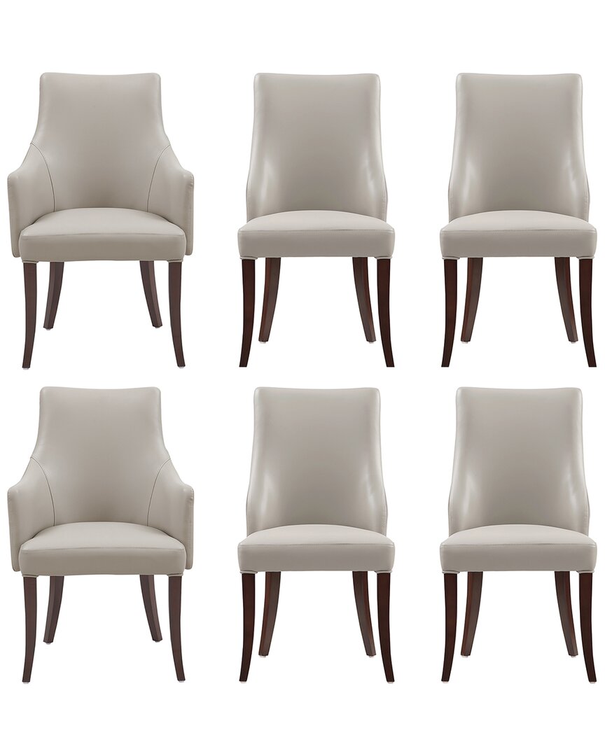 Manhattan Comfort 6-piece Connie Light Grey Leathe In Gray