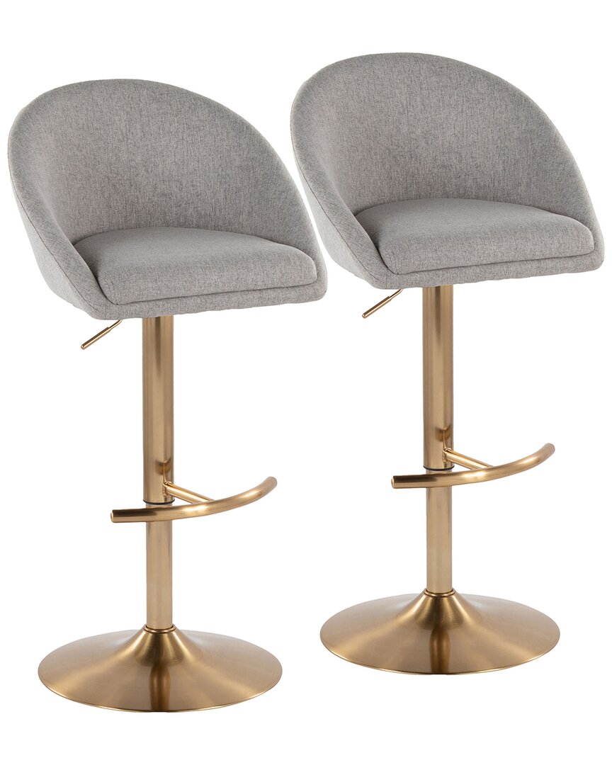 LUMISOURCE LUMISOURCE SET OF 2 MATISSE HIGHBACK CONTEMPORARY/GLAM ADJUSTABLE BAR STOOLS WITH FOOTREST