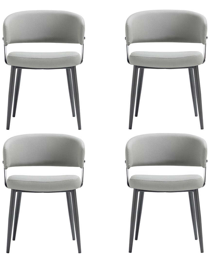 Manhattan Comfort Luce Stone Grey Textured Leather In Gray
