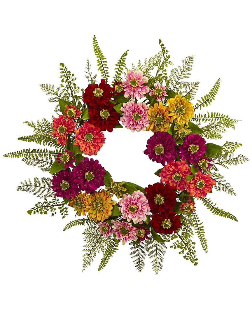 Nearly Natural Mixed Flower Wreath