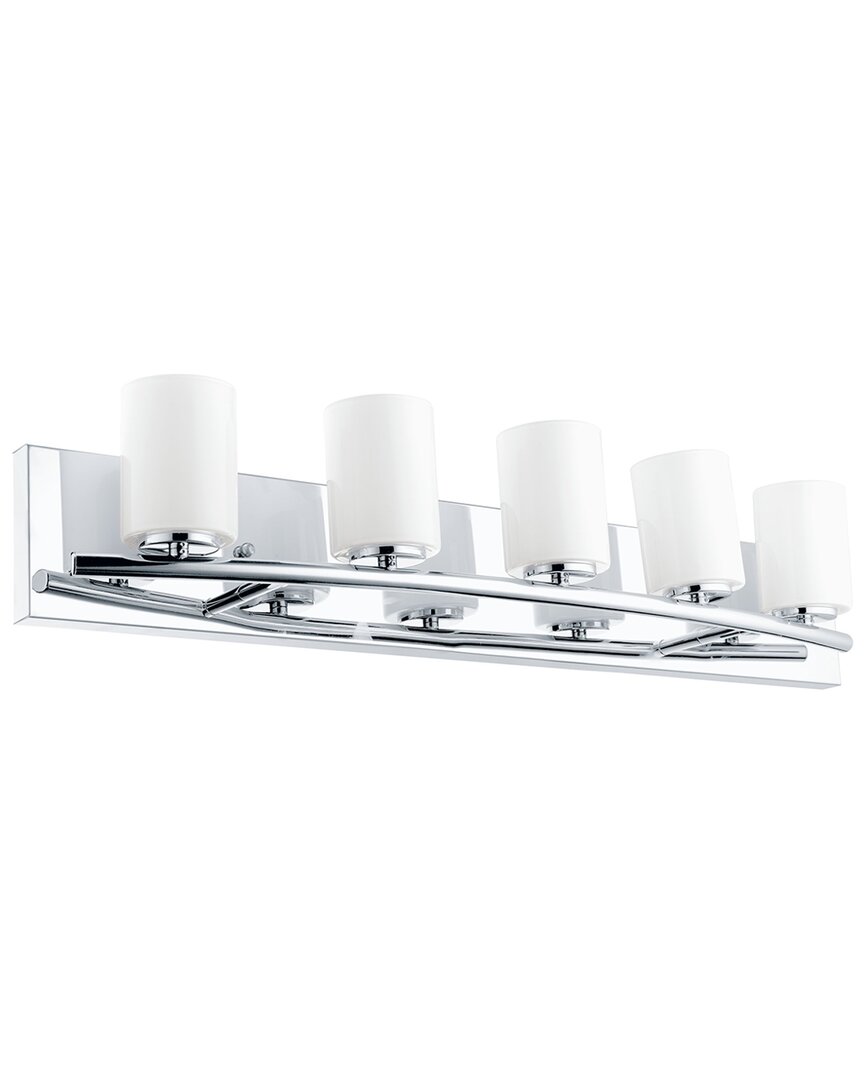 Eglo Abete 5 Light Bath/vanity Light With Chrome Finish & White Cylinder Glass Shades
