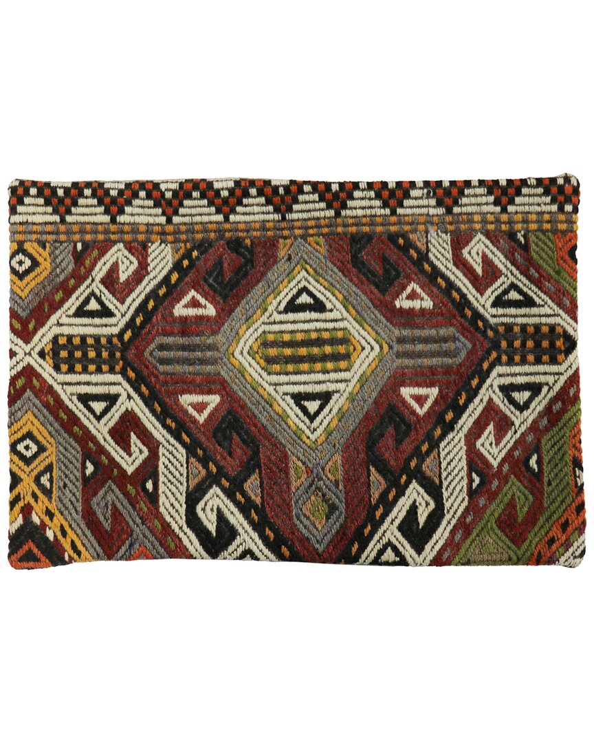 Pasargad Home Vintage Turkish Kilim Wool Pillow Case In Multi