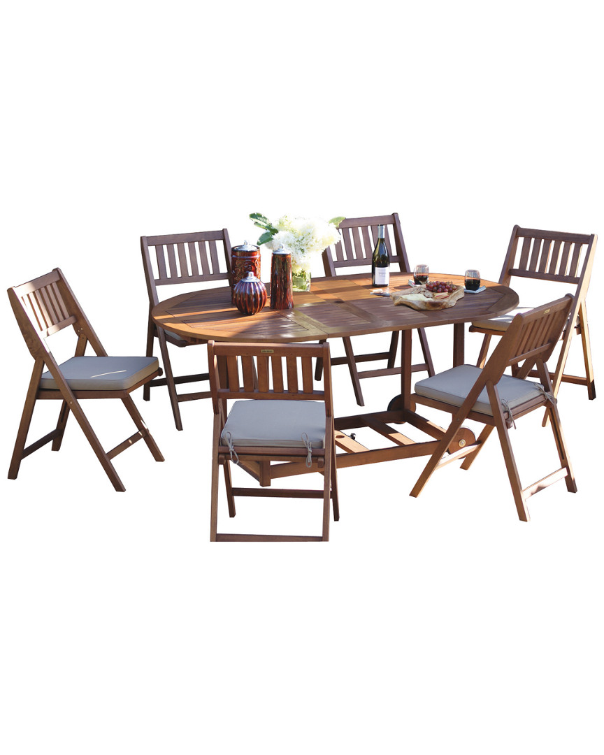 Outdoor Interiors 7pc Fold & Store Table Set With Cushions & Cover