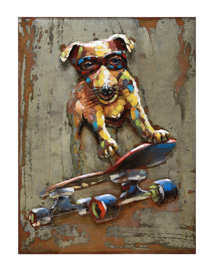 Empire Art Direct Dog On Skateboard Metal Artwork