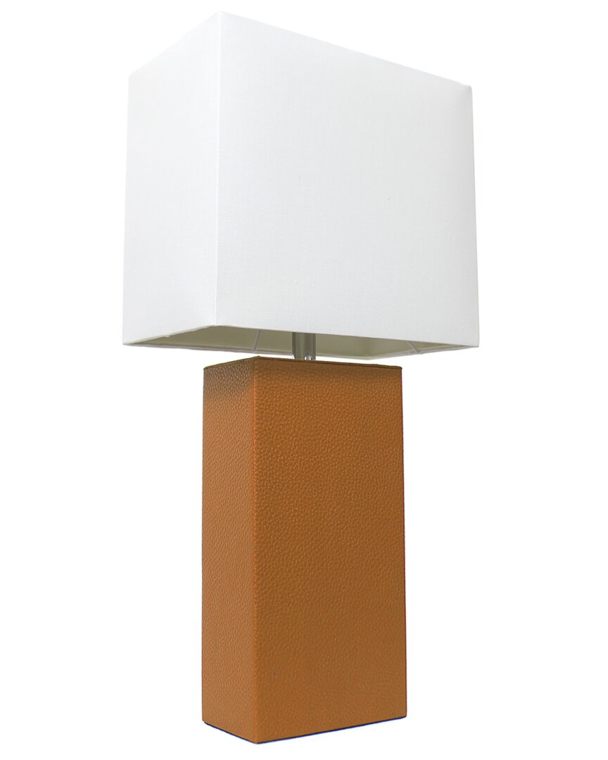 Lalia Home 21in Modern Leather Wrapped Table Lamp With Led Bulb Included