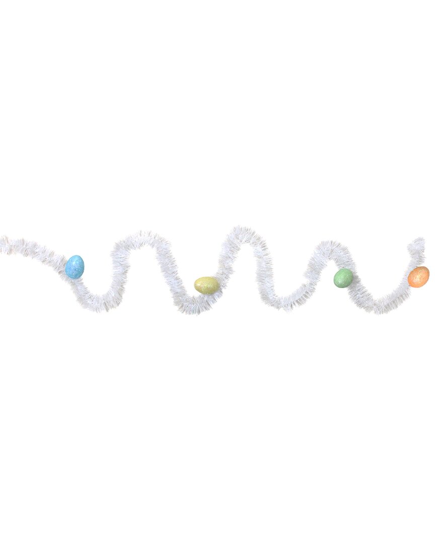 Northlight 25ft Spring Tinsel Garland With Easter Eggs In White