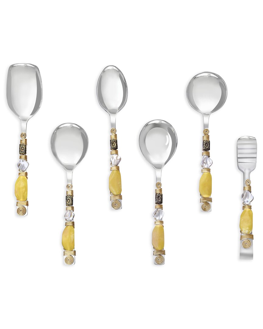 Tiramisu Lemon Bubbles Serving Spoons (set Of 6) In Yellow
