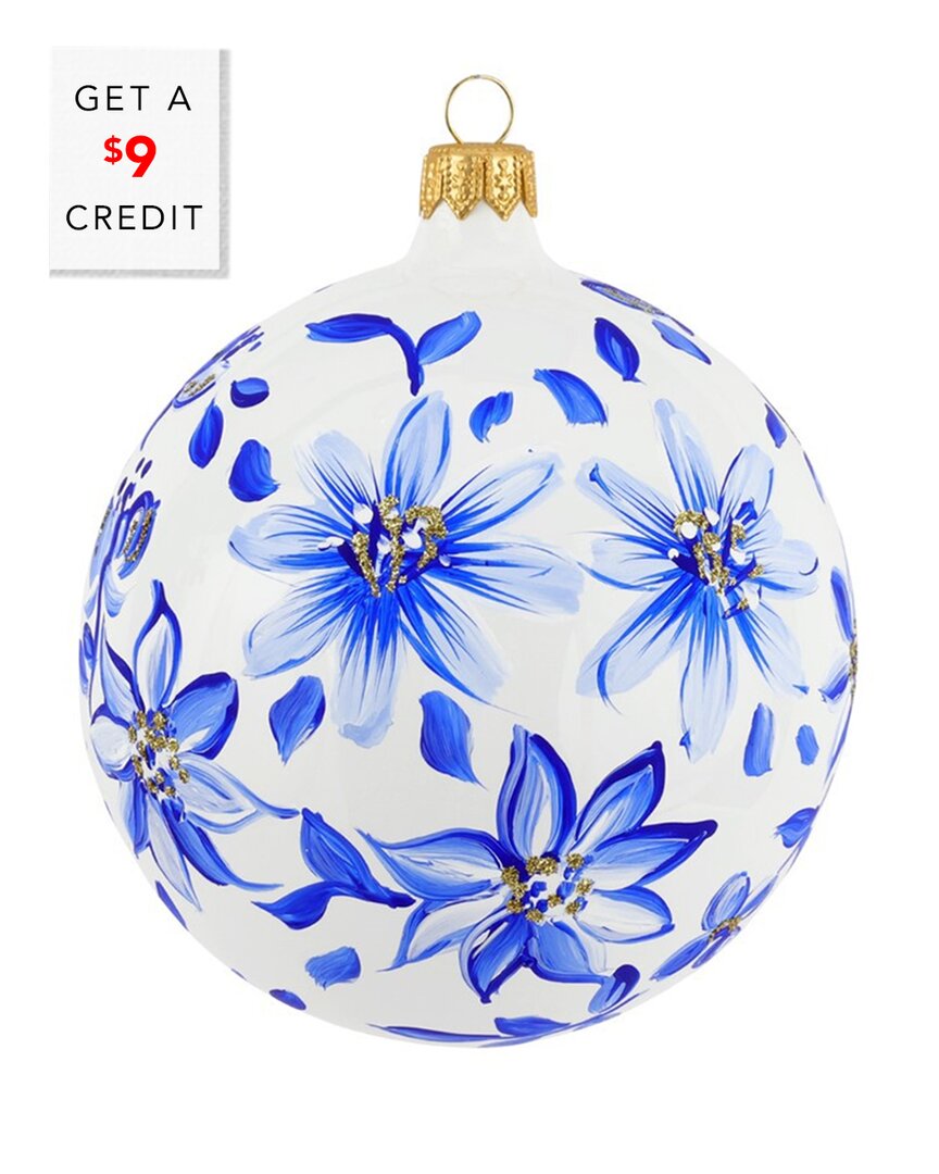 Vietri Ornaments Flowers Ornament In Blue