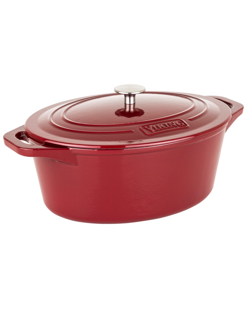 Viking 7qt Enamel Coated Cast Iron Dutch Oven/oval Roaster In Red