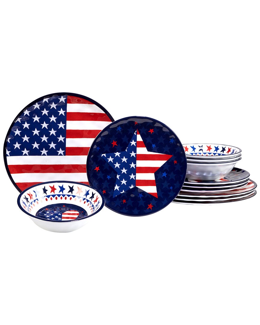 Certified International Stars And Stripes 12pc Dinnerware Set In Red