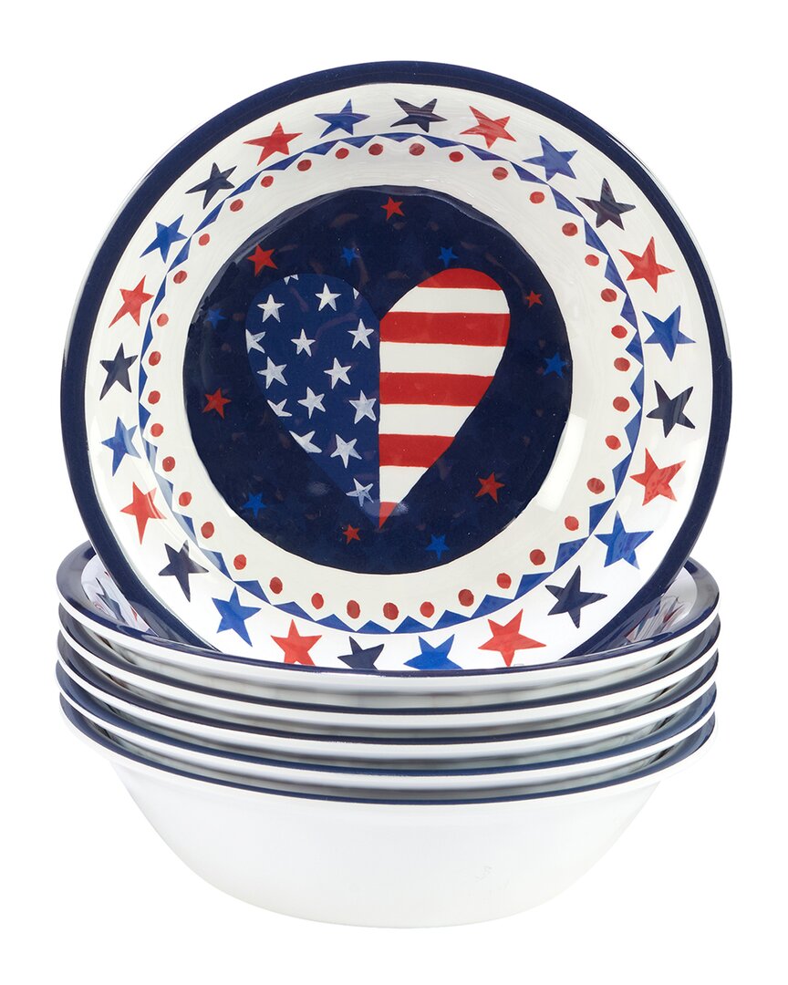Certified International Stars And Stripes All Purpose Bowls (set Of 6) In Red